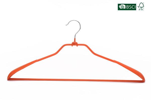 Betterall Widen Shoulder Orange Color PVC Vinyl Coating Metal Hanger for Coat