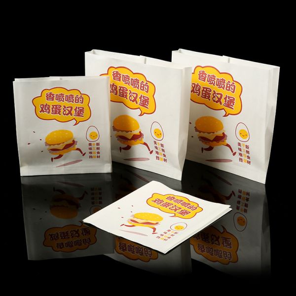 Custom Order Accepted Take Away Food Packaging Bag with Greaseproof White Kraft Paper