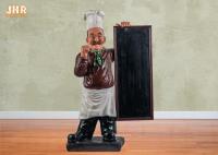 O menu de madeira embarca a escultura poli do cozinheiro chefe do assoalho da resina da estatueta da estátua de Polyresin para o restaurante