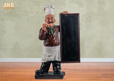 O menu de madeira embarca a escultura poli do cozinheiro chefe do assoalho da resina da estatueta da estátua de Polyresin para o restaurante