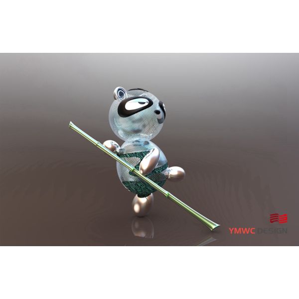 Stainless Steel Panda Shape Landscape Sculpture for Outdoor Decoration and Landscaping