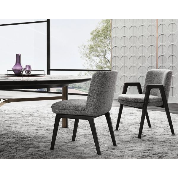 Lance Stackable Fabric Upholstered Dining Chairs With Arms Wood Base New Design