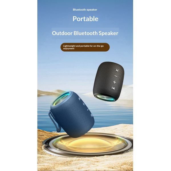 Portable Outdoor 10W TWS Stereo Bass Mini Subwoofer Speaker RGB Light IPX-6 Waterproof