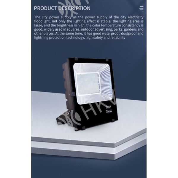 Black Adjustable Outdoor Waterproof Light 10/30/50/100/150/200W Exterior Street Floodlight