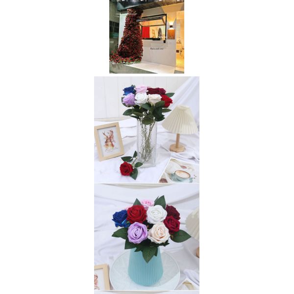Lifelike Real Rose Artificial Flowers for Home Party Restaurant Bar Hotel Wedding Silk