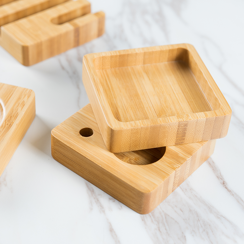Sustainable Bamboo Desk Organizer Set With Smartphone Stand Pens And Paper Clips Holder