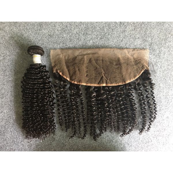 13x4 Ear To Ear 8A Peruvian Virgin Kinky Curly Lace Frontal With Natural Black