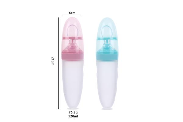 Feeding Bottle Squeeze Feeding Spoon Silicone Bottle for Babies Hot Sell Silicone with Spoon Anti Choking Baby