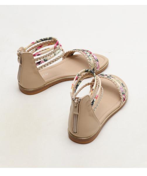BS136 Flat Roman Shoes 2021 New Ladies Fashion Casual Sandals Vacation Travel Floral Cloth Beach Women'S Shoes Sandals B