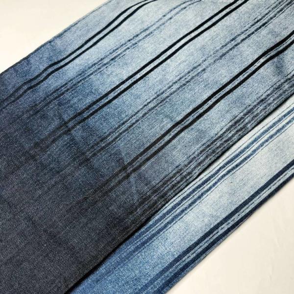 ODM High Elastic Striped Printed Denim Fabric Roll 7 oz For Women Dress