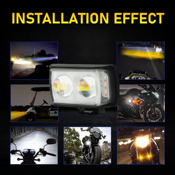 Full Aluminum White Yellow Dual Color 2 LED Motorcycle MINI Driving Light