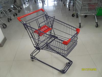 75L Wire Shopping Trolley / Retail Shopping Carts With 4 x 3 Inch Swivel Flat PVC Caster
