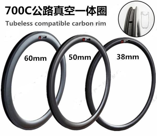 Tubuless Compatible Carbon Rim 700C 38MM 23mm Wide Road Bicycle Clincher Tubuless Rims Used for V&Disc Brake Basalt Surf