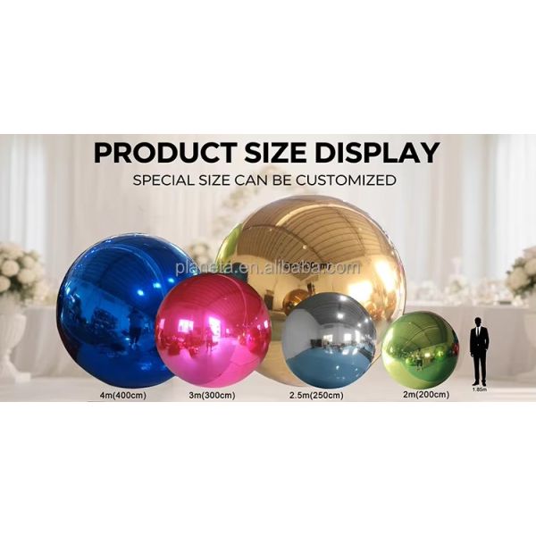 Boule disco gonflable de Noël en PVC géante, brillante, durable, violette, dorée, argentée, rouge