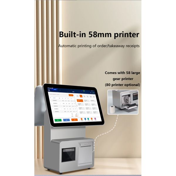 Retail 15.6inch Dual Touch Screen All in One Terminal Machine with Thermal Transfer Printer Technology