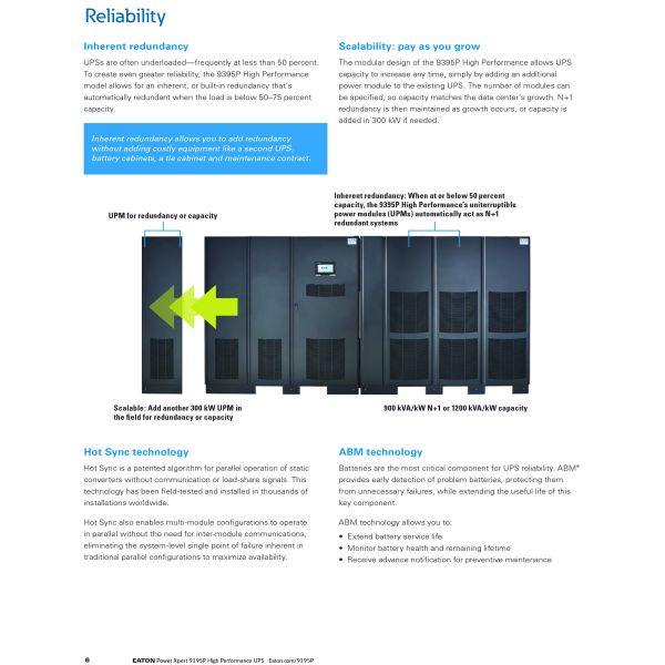 EATON UPS Бренд UPS неограниченный источник питания 1200KVA 3-фазные онлайн системы питания UPS для США