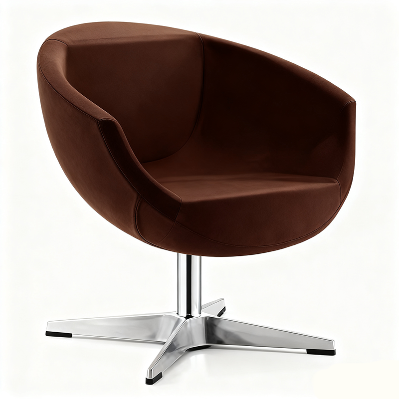 2025 Modern Portable Swivel Single Lounge Chair with Wool Fleece Backrest Metal Legs for Apartment & Dining Rooms