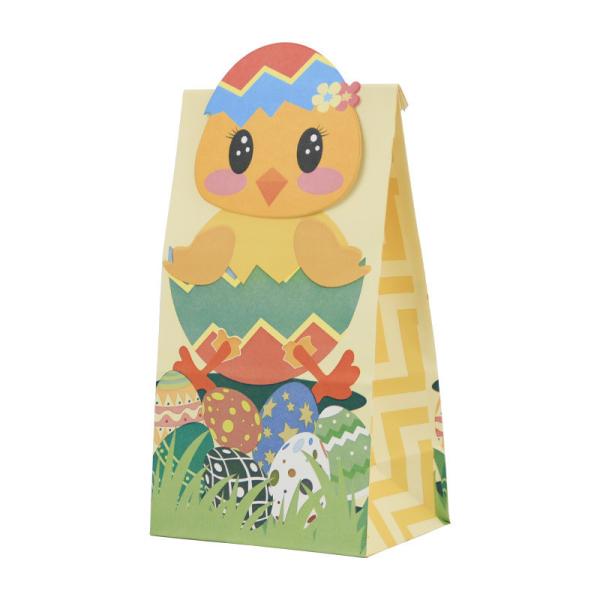 Fold-over Flap Food Packaging Paper Bag，Easter Day Food Takeaway Paper Biodegradable Bags