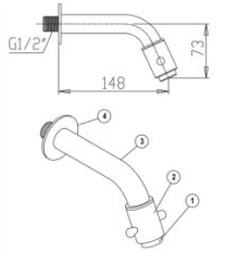 Wall Mounted Brass Kitchen Sink Water Faucet Taps with Single Hole