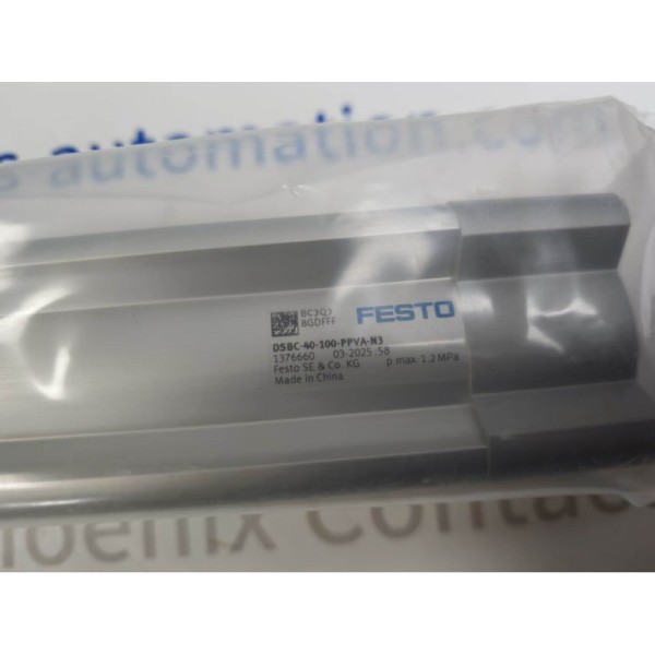 Festo DSBC-40-100-PPVA-N3 | ISO 15552 Cylinder 40mm Bore 100mm Stroke, PPV Air Cushion, N3 Proximity Slot
