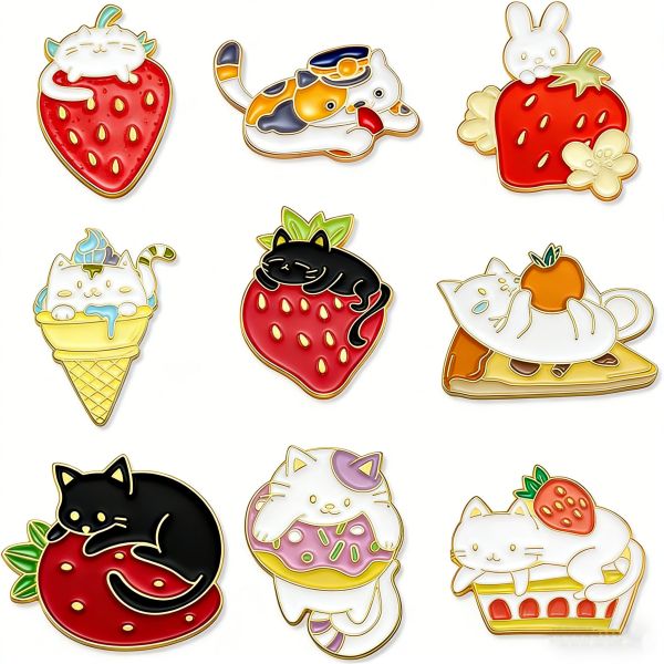 Custom enamel pins with glitter, soft/hard finish, and cute cartoon anime design.