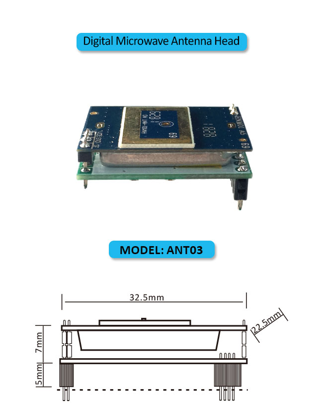 ANT03 15mA 5.8G 5VDC Модуль микроволнового датчика движения
