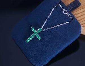 ODM 925 Sterling Silver Neckalce Diamond Cross Pendant Jewelry