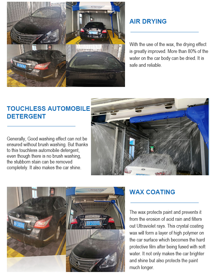 RISENSE Full Automatic 360 Touchless Robotic Car Wash Hot Dip Galvanizing Steel 3 Phase, AC 380v/50hz/60hz 1000-1500W ISO9001/CE