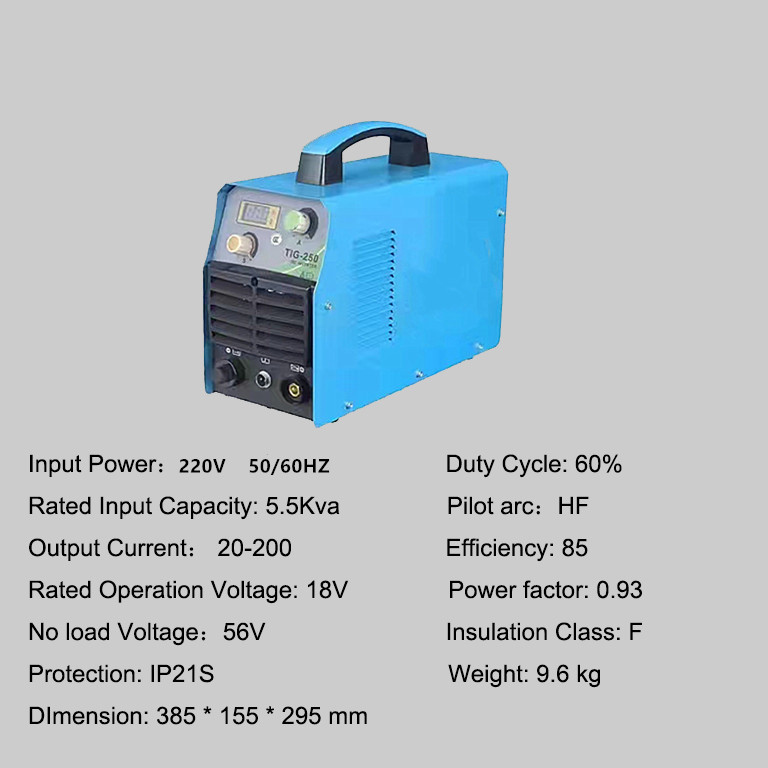 DC MOSFET Inverter 200A TIG-250 Tig Welder for Stainless and Aluminum Welding 220V 18V 18