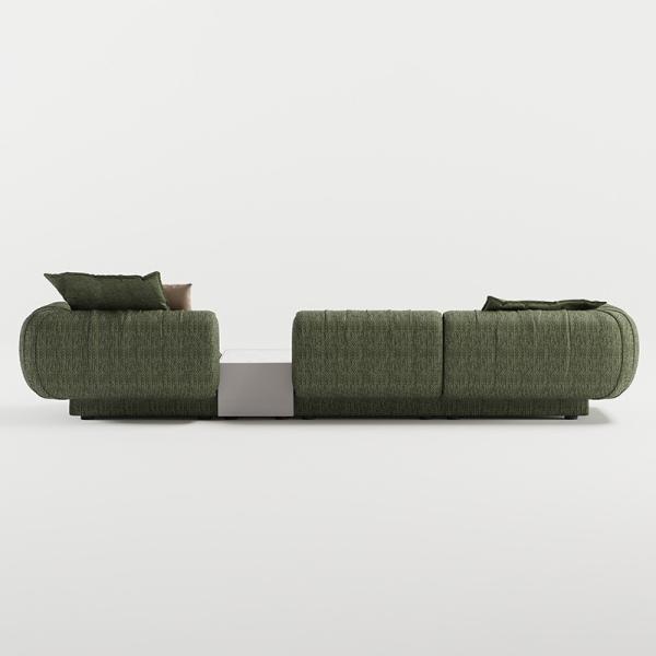 Luxo Conforto Sofá Mobiliário Conjunto Tecido Verde Elegante Decoração Interior