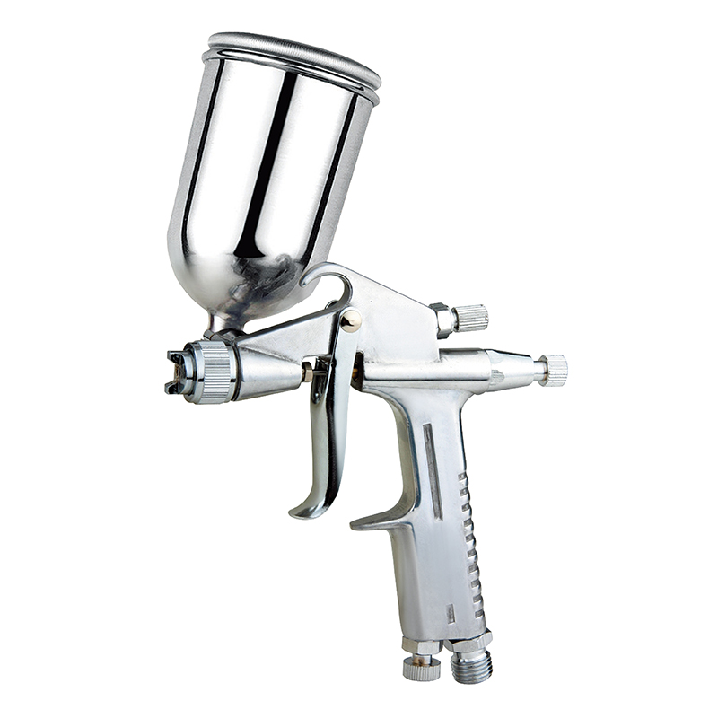Mini Painting Spray Gun w/ Swivel Aluminum Cup in 400ml Pot 0.8mm For Fexture Repair Use