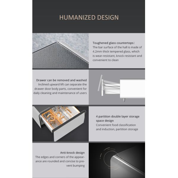 2024 Mesa de café inteligente Mini Refrigerador de carga inalámbrica de doble puerta para muebles de sala de estar