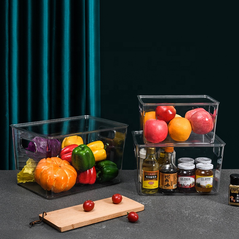 Factory Custom Transparent Plastic Rectangle Storage Box with Lid for Kitchen Refrigerator Organizes