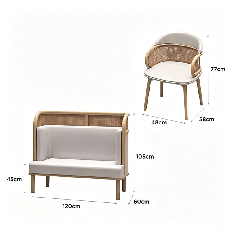 Customizable Rattan Booth Seating with Durable PU Leather and High Load Capacity for Restaurants