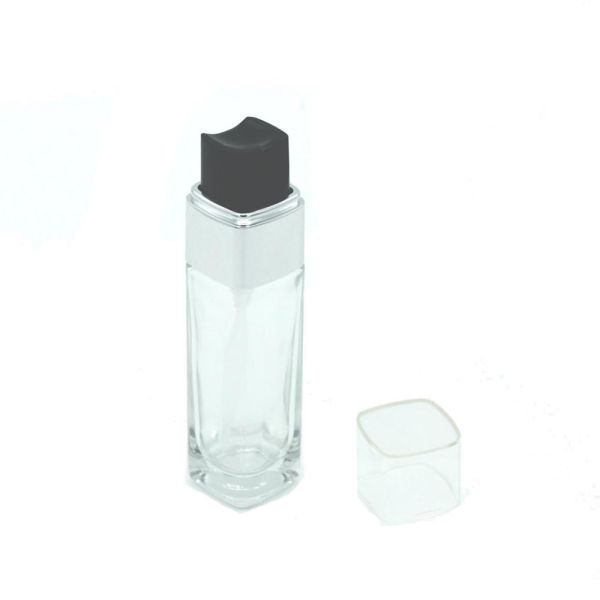 Square Unique Fashion Glass Lotion Bottles 30ml Lotion Pump Liquid Foundation Serum Bottle