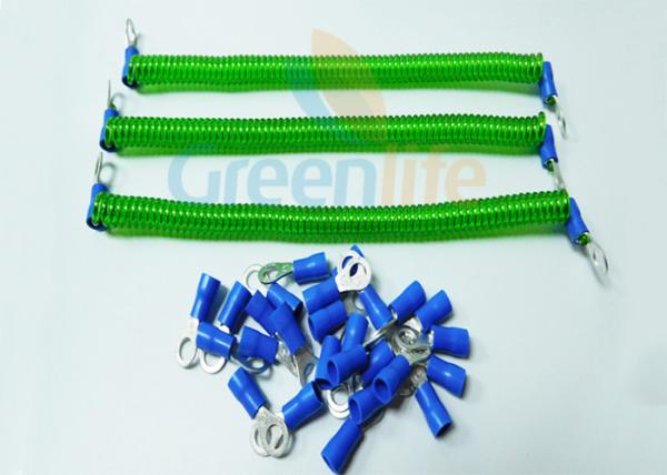 Safety Fashionable Coiled Security Tethers Transparent Green Spring With Two Eyelets