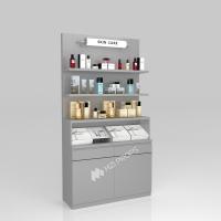 Perfume Display Rack Grey Wooden Counter For Retail Shop Display Furniture And Branding Shop Table