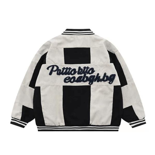 Patchwork Varsity Corduroy Letterman Jacket S Vintage Casual Baseball Jacket