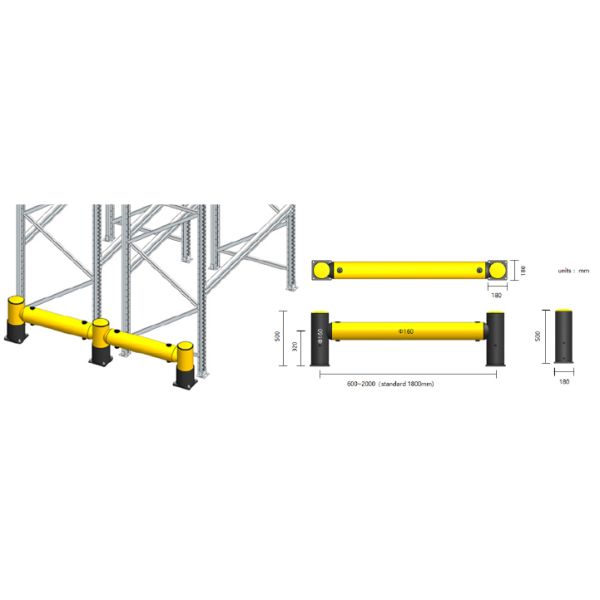 A53: Racking Protection FS-2021A Warehouse Storage Rack Flexible Anti-Collision Guardrails