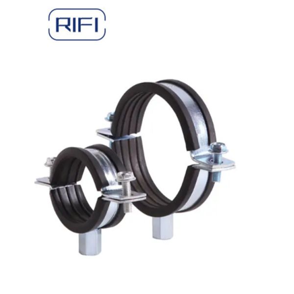 Carbon Steel M8+M10 Metal Pipe Clamp Pipe Hanger  with EPDM Rubber