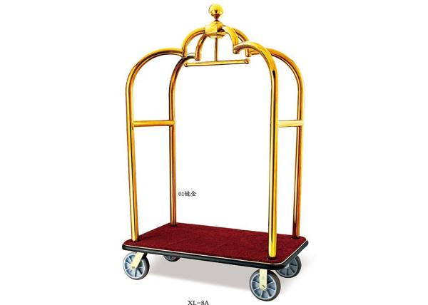 Chrome de aço inoxidável/trole da bagagem do hotel do revestimento/carro de bronze bagagem do rolamento