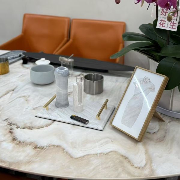 Luxury Marble Carved Cheongsam Blue Palissandro Classico Handcrafted Chinese Vintage Decoration