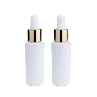 30ml White Cylindrical Smooth Glass Bottle With Golden/Silver Drop For Empty Dropper Bottle
