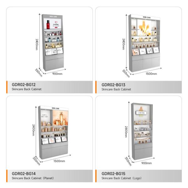 Retail Store Design Simple And Stylish Skincare Back Cabinet With Light Box For Compact Shop Cabinet And Premium Display Cabinet