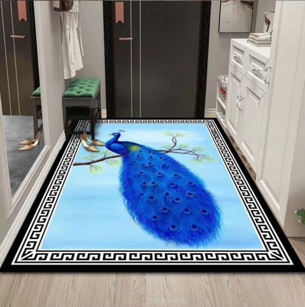 Polyester Fiber Entrance Door And Living Room Floor Carpet Plant And Flower Chinese Style