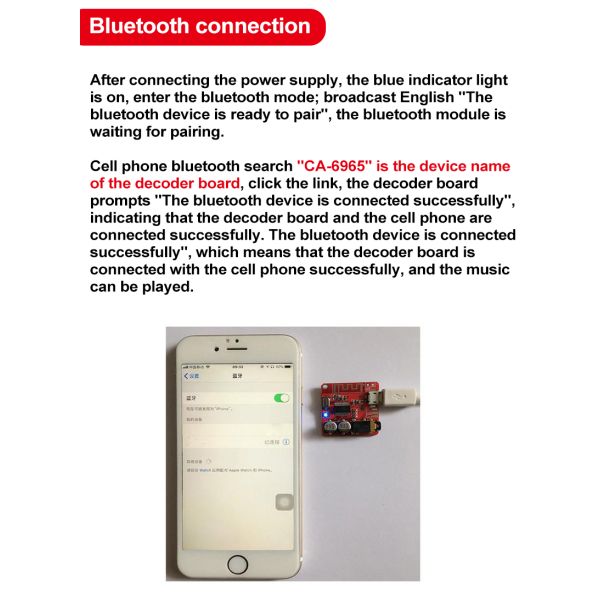 2 канала 5V CA-6965 BT5.0 Аудиоприемник для беспроводного стерео-музыкального модуля