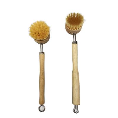Natural Vegan Fiber Wooden Dish Scrub Brush 27cm Eco Friendly