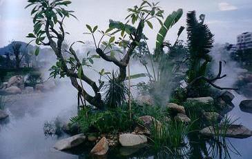Small Smoking Gas Mist Fog Water Fountain , Stainless Steel Floor Mist Fountain