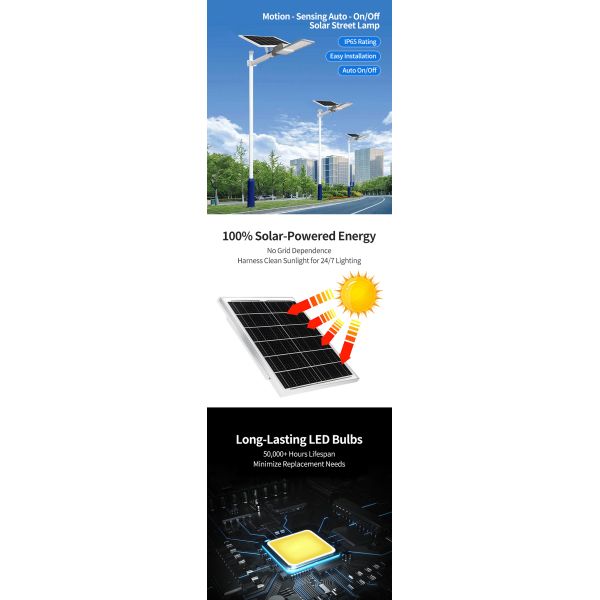 Lampadaire solaire LED intégré extérieur étanche 60W 80W 100W 120W