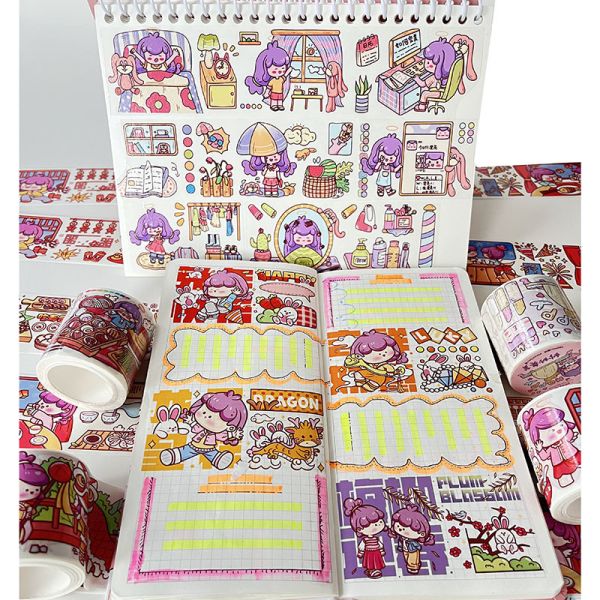 2023 Happy New Year Manufacturer Custom Design Clear Washi Sticker Adhesive Printing Washi Paper Tape Stickers Set Kawaii Roll